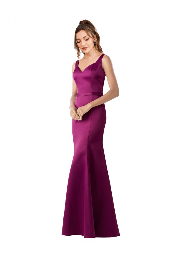 Sleeveless Bateau Neck Open Back Satin Sheath Black Tie Evening Dress Online