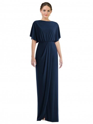 Short Sleeves Bateau Neck Open Back Spandex Sheath Semi Formal Evening Dress Online