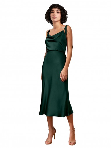 Sleeveless Cowl Neck Stretch Satin Sheath Black Tie Evening Dress Online