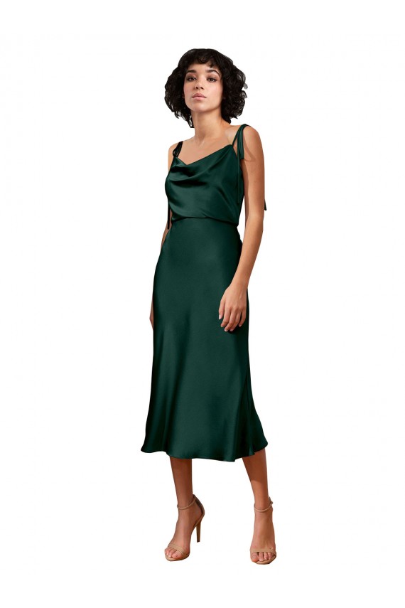 Sleeveless Cowl Neck Stretch Satin Sheath Black Tie Evening Dress Online