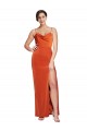 Sleeveless Spaghetti Straps Criss Cross Back Stretch Satin Sheath Formal Evening Dress Online