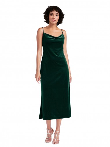 Sleeveless Cowl Neck Criss Cross Open Back Stretch Velvet Sheath Black Tie Evening Dress Online