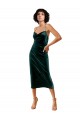 Sleeveless Spaghetti Straps Criss Cross Open Back Stretch Velvet Sheath Formal Dress Online