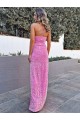Sleeveless Halter Neck Velvet Sequin Sheath Evening Dress Online