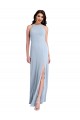 Sleeveless Halter Neck Criss Cross Open Back Stretch Crepe Sheath Formal Evening Dress Online