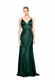 Sleeveless Spaghetti Straps V-Back Stretch Satin Sheath Formal Evening Dress Online