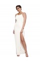 Sleeveless Ivory Halter Neck Low Back Stretch Satin Sheath Formal Evening Dress Online