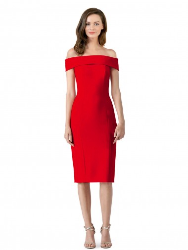 Sleeveless Off the Shoulder Stretch Crepe Sheath Formal Evening Dress Online