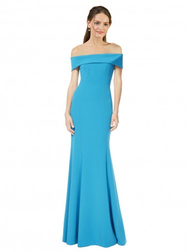 Sleeveless Off the Shoulder Stretch Crepe Sheath Formal Dress Online