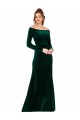 Long Sleeves Off the Shoulder Stretch Velvet Sheath Formal Evening Dress Online