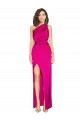 Sleeveless Fuchsia One Shoulder Silky Satin Sheath Formal Evening Dress Online