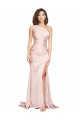 Sleeveless One Shoulder Silky Satin Sheath Black Tie Evening Dress Online