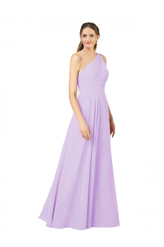 Sleeveless One Shoulder Soft Chiffon Sheath Formal Evening Dress Online