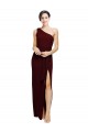 Sleeveless One Shoulder Stretch Crepe Sheath Black Tie Evening Dress Online