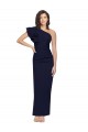 Sleeveless Dark Navy One Shoulder Stretch Crepe Sheath Evening Dresses Online