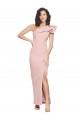 Sleeveless Mauve One Shoulder Stretch Crepe Sheath Formal Evening Dress Online
