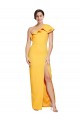Sleeveless Saffron One Shoulder Stretch Crepe Sheath Formal Evening Dress Online