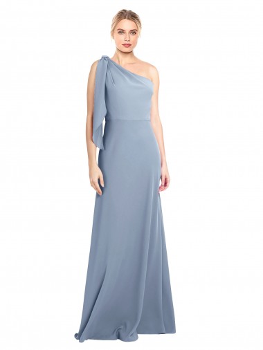 Flutter Sleeves One Shoulder Stretch Crepe Sheath Formal Dress Online