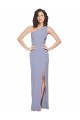 Sleeveless Smoke Blue One Shoulder Stretch Crepe Sheath Formal Evening Dress Online