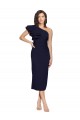 Sleeveless Dark Navy One Shoulder Stretch Crepe Sheath Formal Evening Dress Online