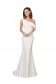 Sleeveless Ivory One Shoulder Stretch Crepe Sheath Formal Evening Dress Online