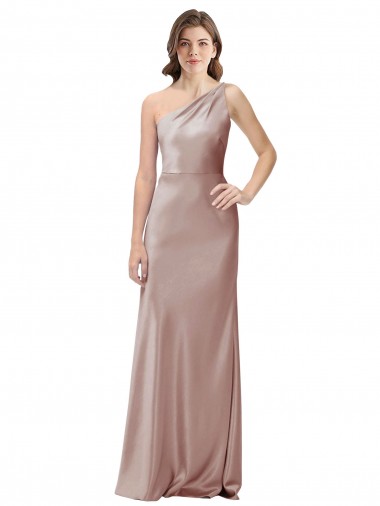 Sleeveless One Shoulder Open Back Stretch Satin Sheath Formal Evening Dress Online