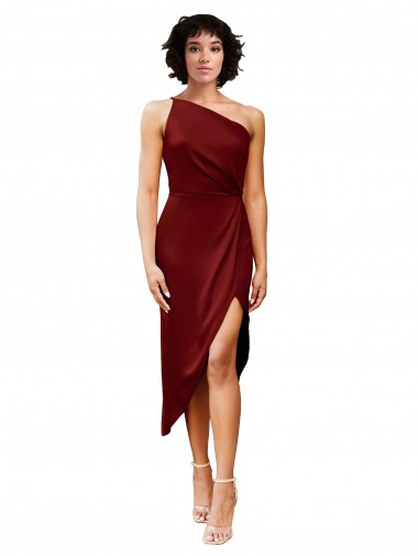 Sleeveless One Shoulder Stretch Satin Sheath Black Tie Evening Dress Online