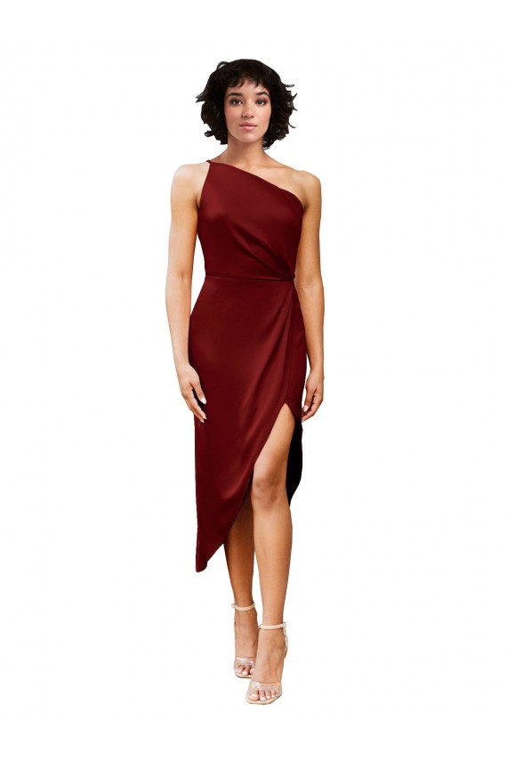 Sleeveless One Shoulder Stretch Satin Sheath Black Tie Evening Dress Online