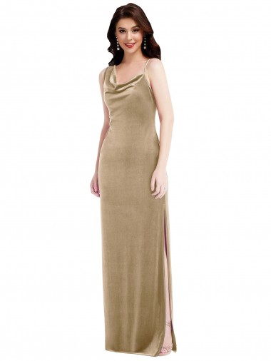 Sleeveless Champagne One Shoulder Stretch Velvet Sheath Black Tie Evening Dress Online