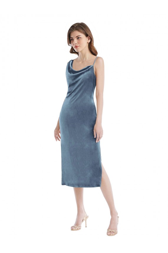 Sleeveless One Shoulder Stretch Velvet Sheath Semi Formal Evening Dress Online