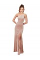 Sleeveless Pink One Shoulder Stretch Velvet Sheath Black Tie Evening Dress Online
