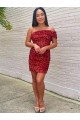 Sleeveless One Shoulder Velvet Sequin Sheath Evening Gowns Online