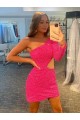 Long Sleeves One Shoulder Velvet Sequin Sheath Evening Gown Online