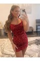 Sleeveless Burgundy Spaghetti Straps Velvet Sequin Sheath Evening Dress Online