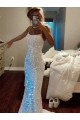 Sleeveless Spaghetti Straps Velvet Sequin Sheath Evening Dress Online