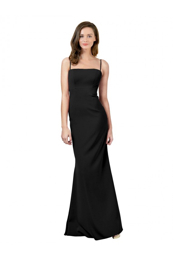 Sleeveless Spaghetti Straps Open Back Stretch Crepe Sheath Formal Evening Dress Online
