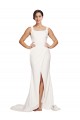 Sleeveless Square Neck Low Back Stretch Crepe Sheath Semi Formal Evening Dress Online