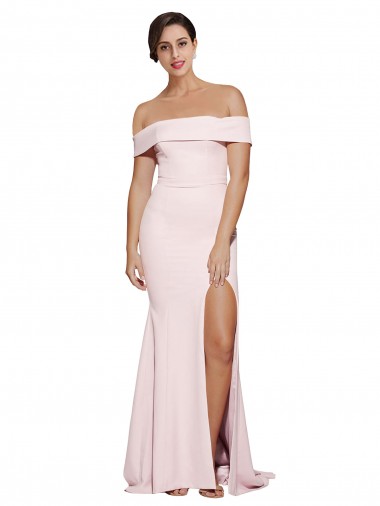Sleeveless Pink Square Neck Low Back Stretch Crepe Sheath Formal Evening Dress Online