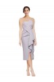 Sleeveless Strapless Low Back Stretch Crepe Sheath High Low Evening Dress Online