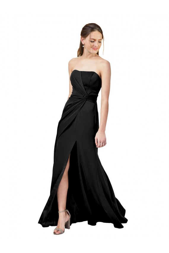 Sleeveless Black Strapless Low Back Stretch Crepe Sheath Formal Dress Online