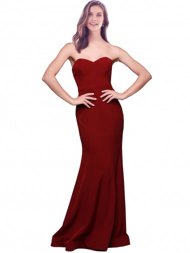 Sleeveless Sweetheart Low Back Stretch Crepe Sheath Formal Evening Dress Online