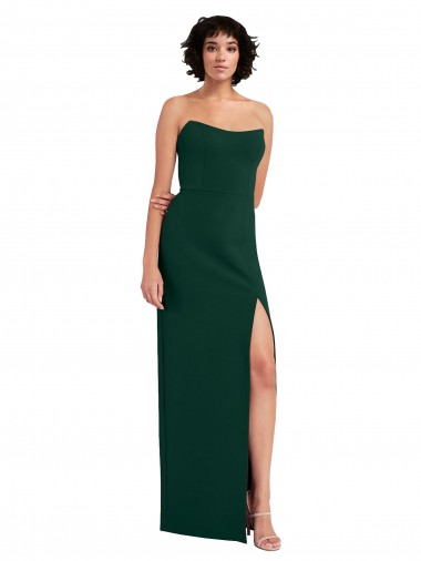 Sleeveless Midnight Green Scoop Neck Low Back Stretch Crepe Sheath Formal Evening Dress Online