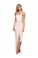 Sleeveless Nude Strapless Low Back Stretch Crepe Sheath Formal Evening Dress Online