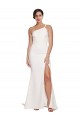 Sleeveless Ivory One Shoulder Stretch Crepe Sheath Evening Dresses Online