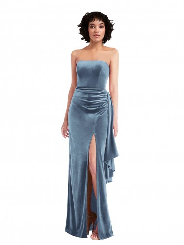 Sleeveless Strapless Low Back Stretch Velvet Sheath Formal Evening Dress Online