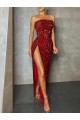 Sleeveless Strapless Velvet Sequin Sheath Evening Dress Online