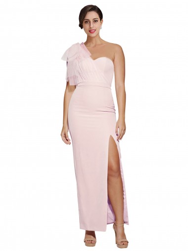 Sleeveless One Shoulder Low Back Stretch Crepe Sheath Formal Evening Dress Online