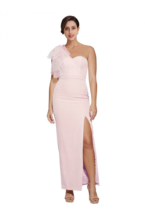 Sleeveless One Shoulder Low Back Stretch Crepe Sheath Formal Evening Dress Online