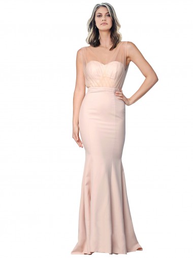 Sleeveless Sweetheart Low Back Stretch Crepe & Tulle Sheath Formal Evening Dress Online