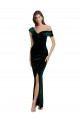 Sleeveless Off the Shoulder Stretch Velvet Sheath High Low Evening Dress Online
